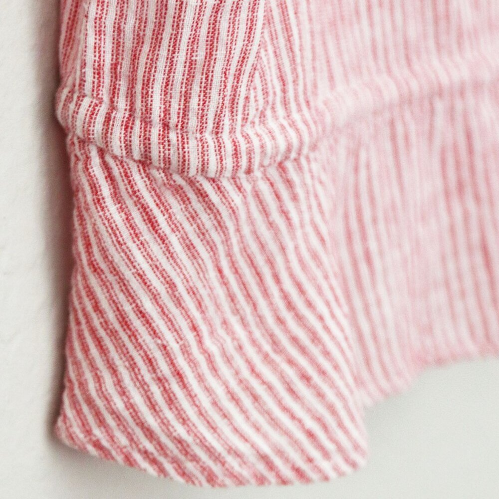 Rails Marti Scarlet Stripe Blouse S Linen Blend V Neck Tie Waist Coastal $158 - Picture 12 of 15